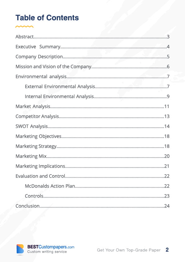 marketing plan assignment sample